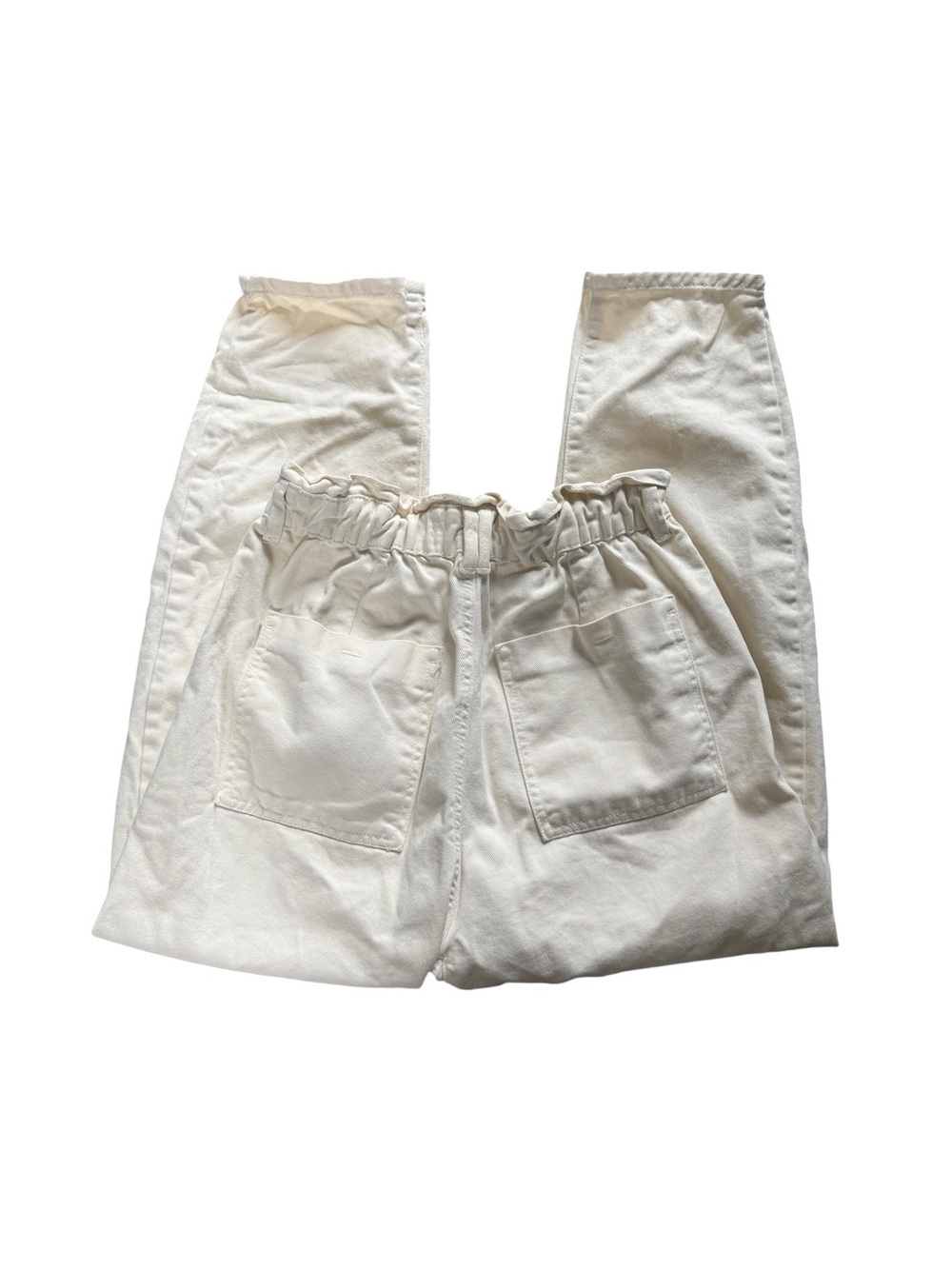 Zara High-Rise Button-Front Paperbag Waist Pants - Cream, Sz 4 - Picture 7 of 9